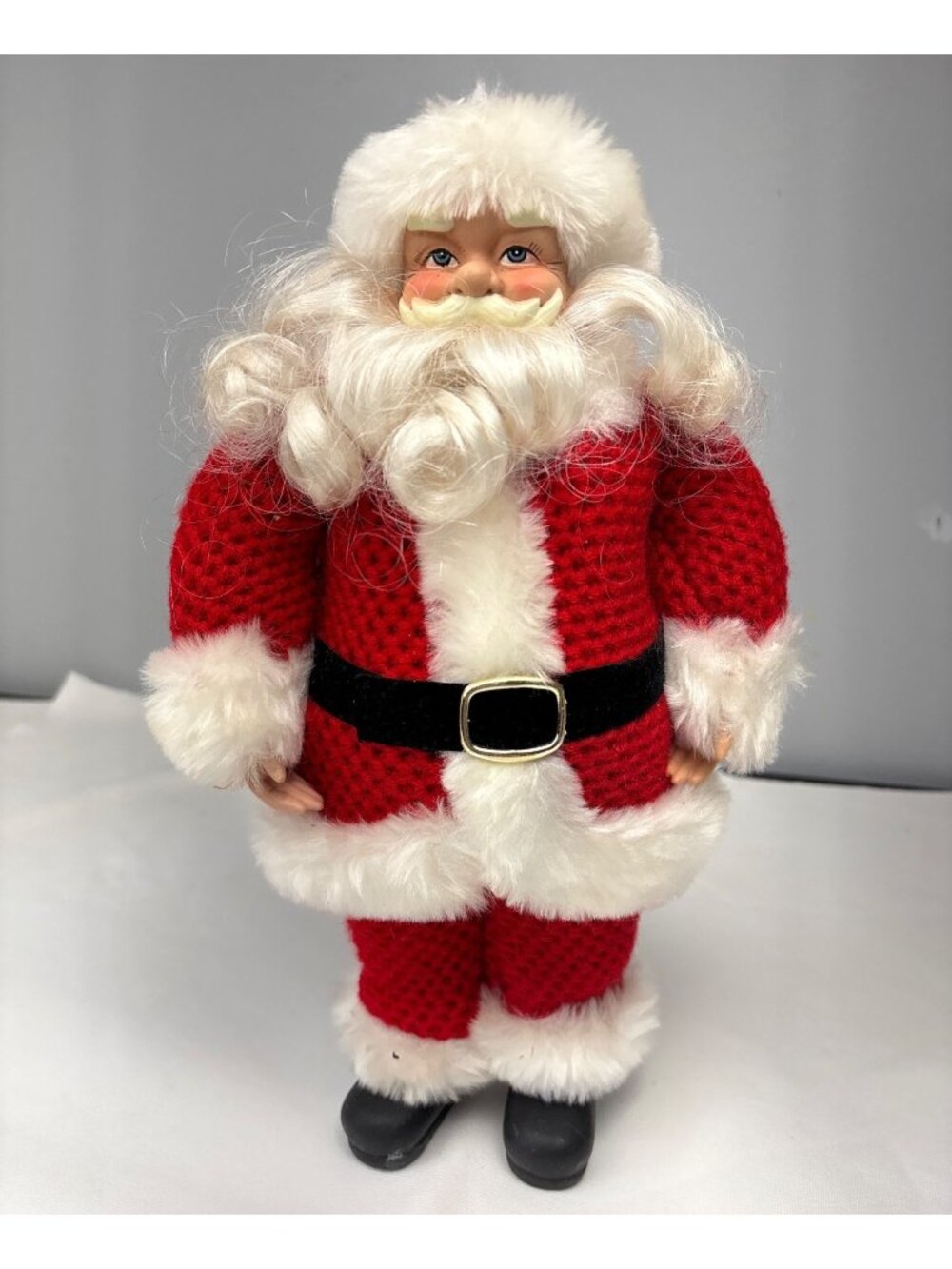 Santa Claus Figurine Red Knit Suit 12" Holiday Christmas Collectible Vintage